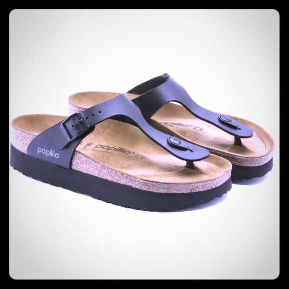 BIRKENSTOCK PAPILLIO Gizeh Platform Black Sandals - Picture 6 of 8